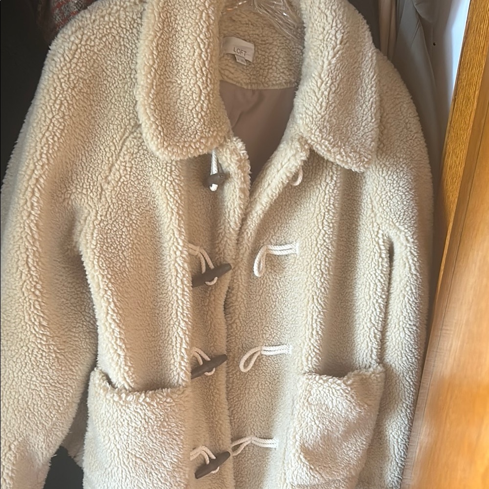 LOFT Cream Sherpa Coat